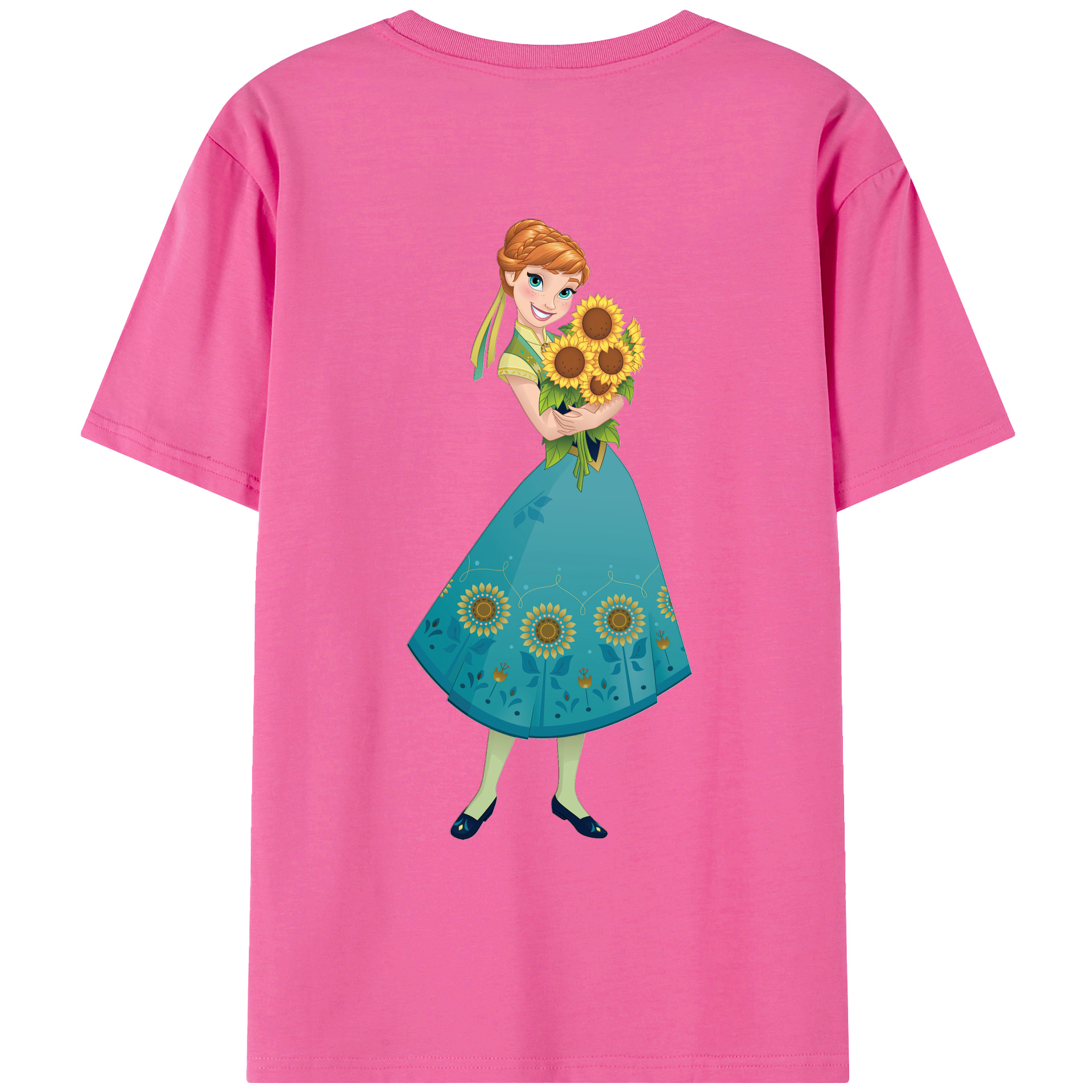 （画像用） アナと雪の女王 アンナ エルサ Frozen Anna Elsa レディース半袖Tシャツ(バックプリント)
